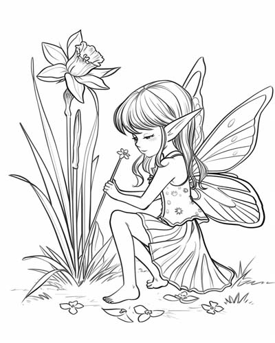 daffodil fairy coloring page