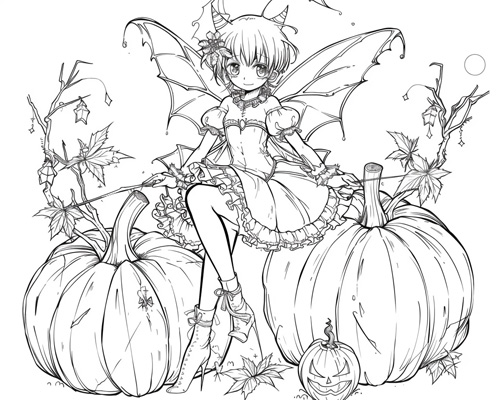 pumpkin fairy coloring page