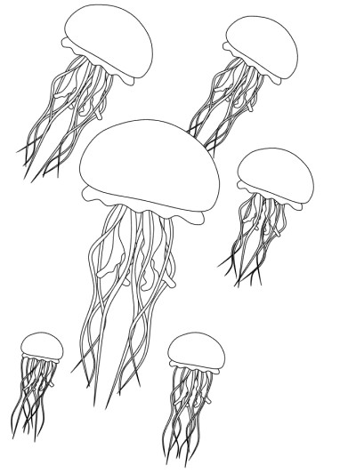 Jellyfish Swarm coloring page