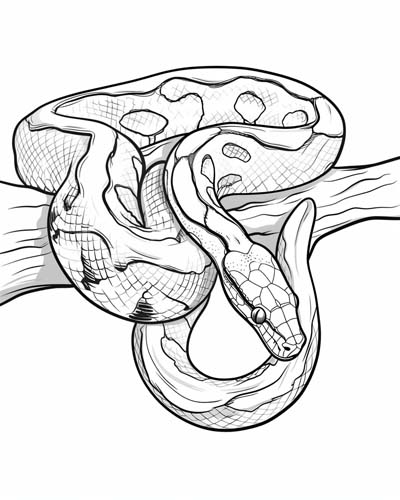 boa constrictor in a tree coloring page