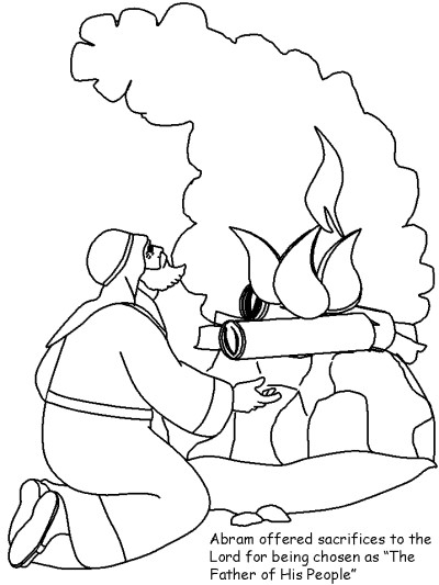 Abraham thanks the Lord coloring page