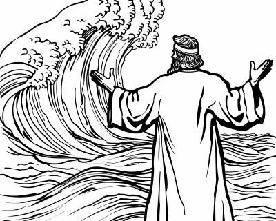 Moses parts the Red Sea coloring page - Exodus