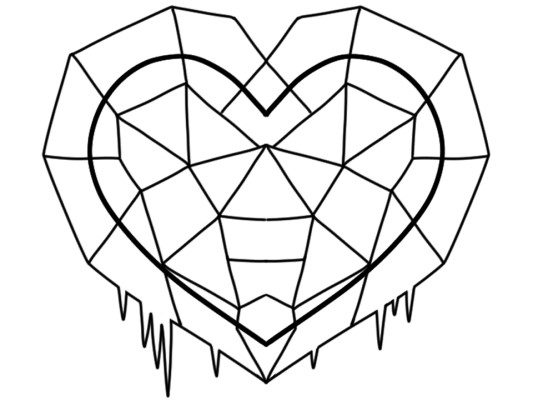 simple coloring page of the frozen heart from the Snow Queen story