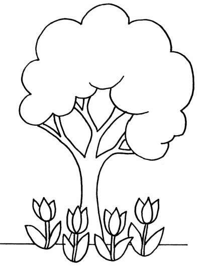 spring tree coloring page