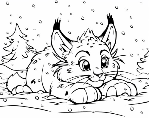 lynx in the snow coloring page